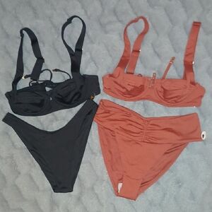 Victoria's Secret Black Brazilian and Rust High-Waist Bikini Sets Size XS